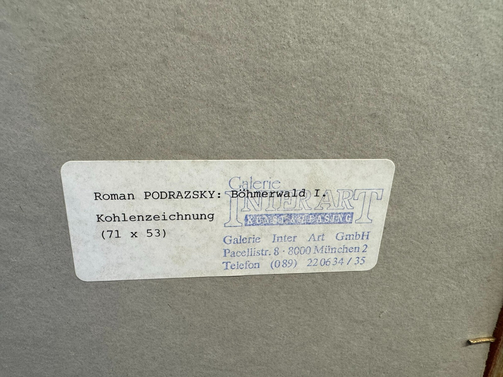 Roman Podrazsky Kohlestift Zeichnung Böhmerwald I gerahmt