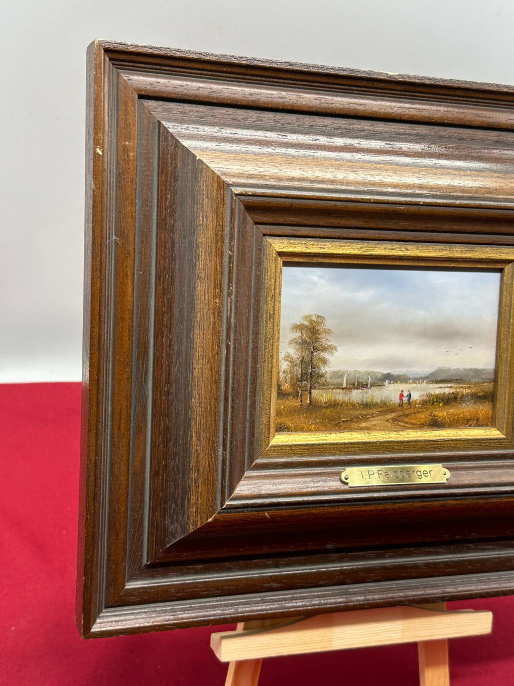 Ölgemälde Prunkrahmen Personen Landschaft Starnberger See Ignaz Peter Falzberger