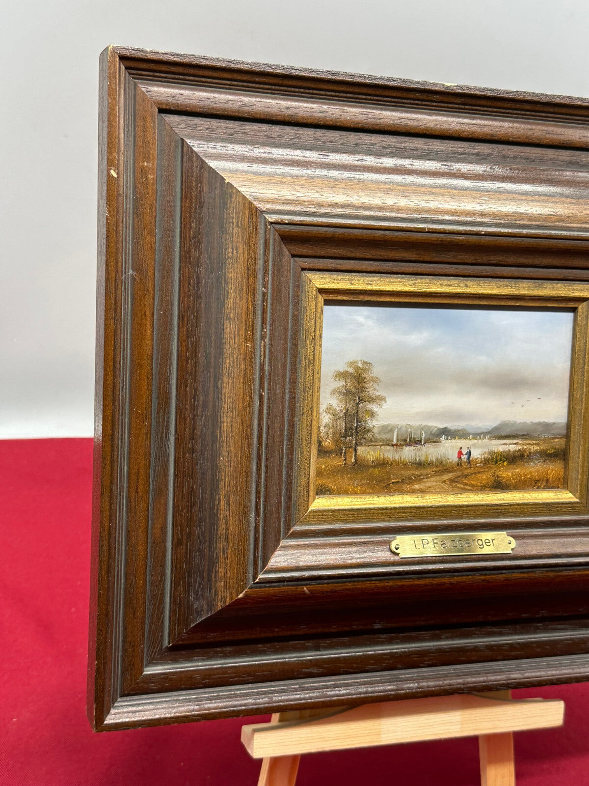 Ölgemälde Prunkrahmen Personen Landschaft Starnberger See Ignaz Peter Falzberger