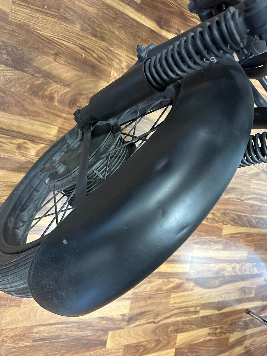 Grosser Mobiler Tresen antikes Motorrad Umbau Eiche Platte 285cm