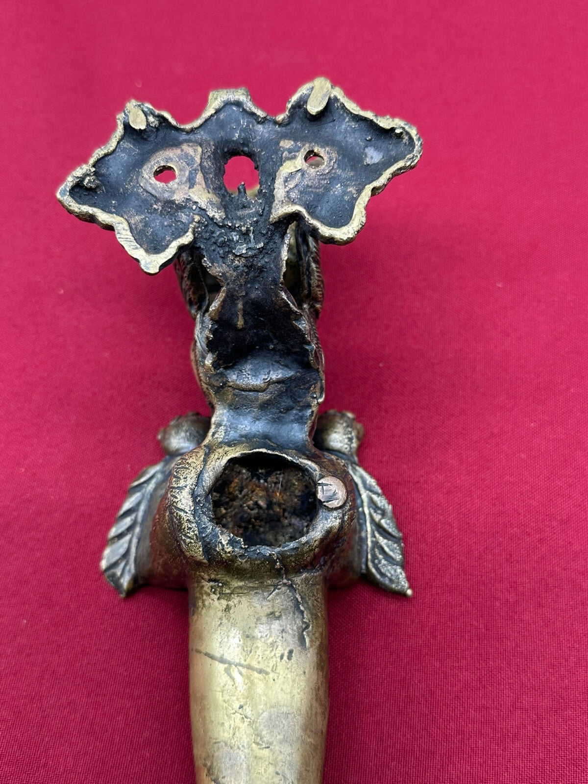 Grosser China Nepal Tibet Türgriff um 1900 Drache aus Gelbguss