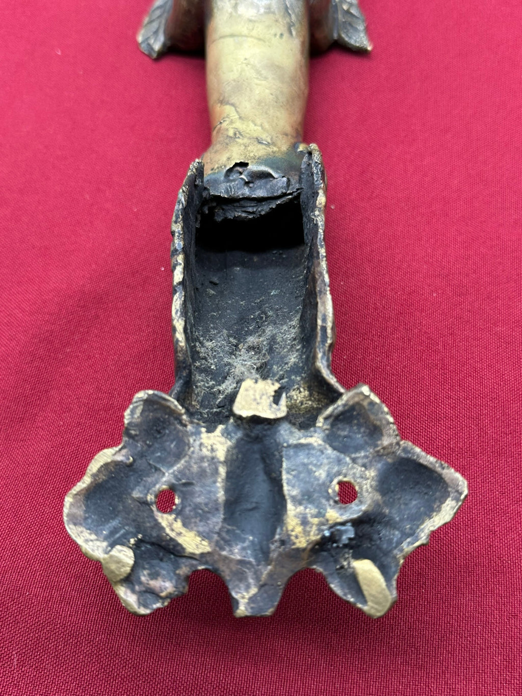 Grosser China Nepal Tibet Türgriff um 1900 Drache aus Gelbguss