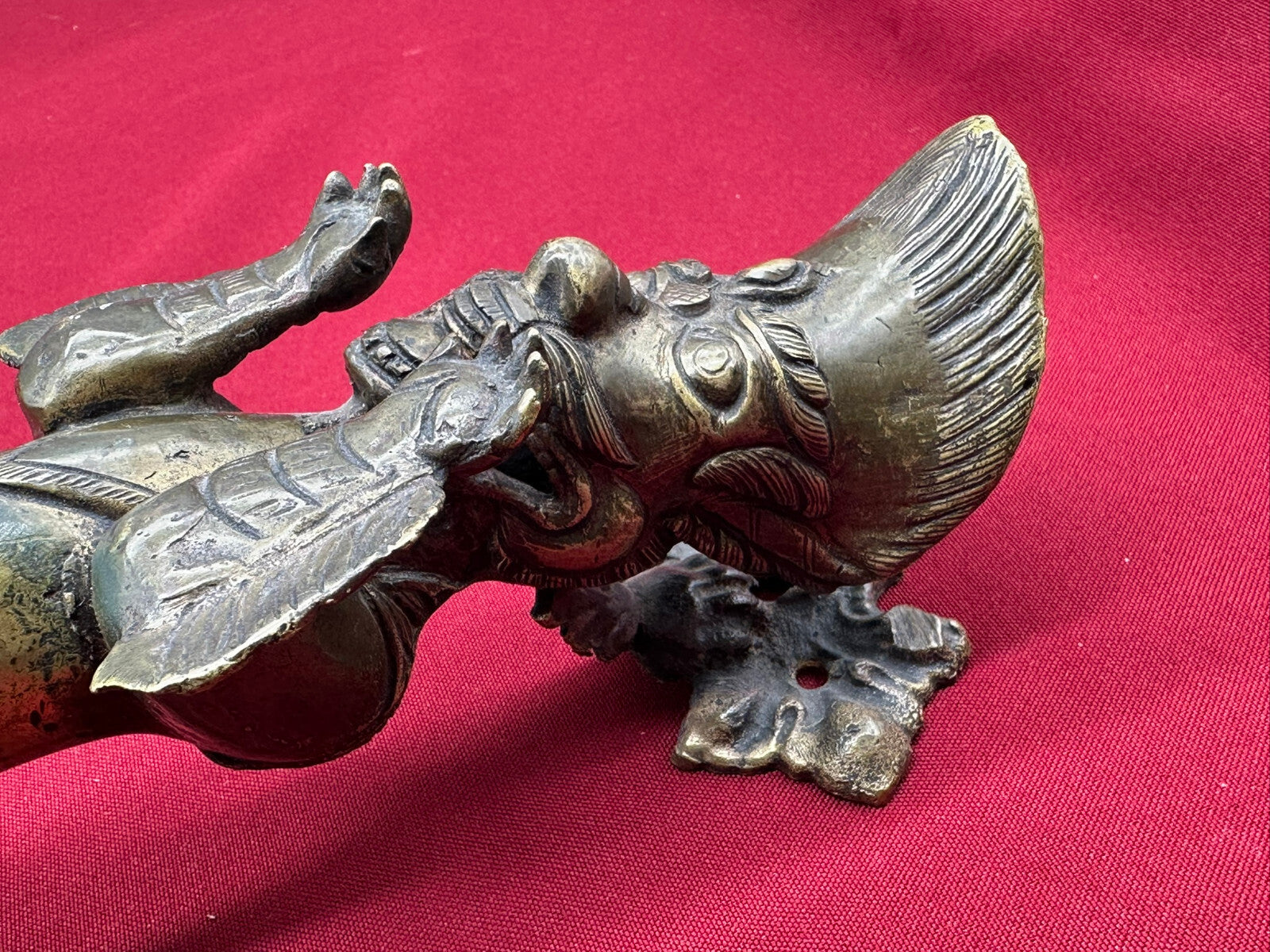 Grosser China Nepal Tibet Türgriff um 1900 Drache aus Gelbguss