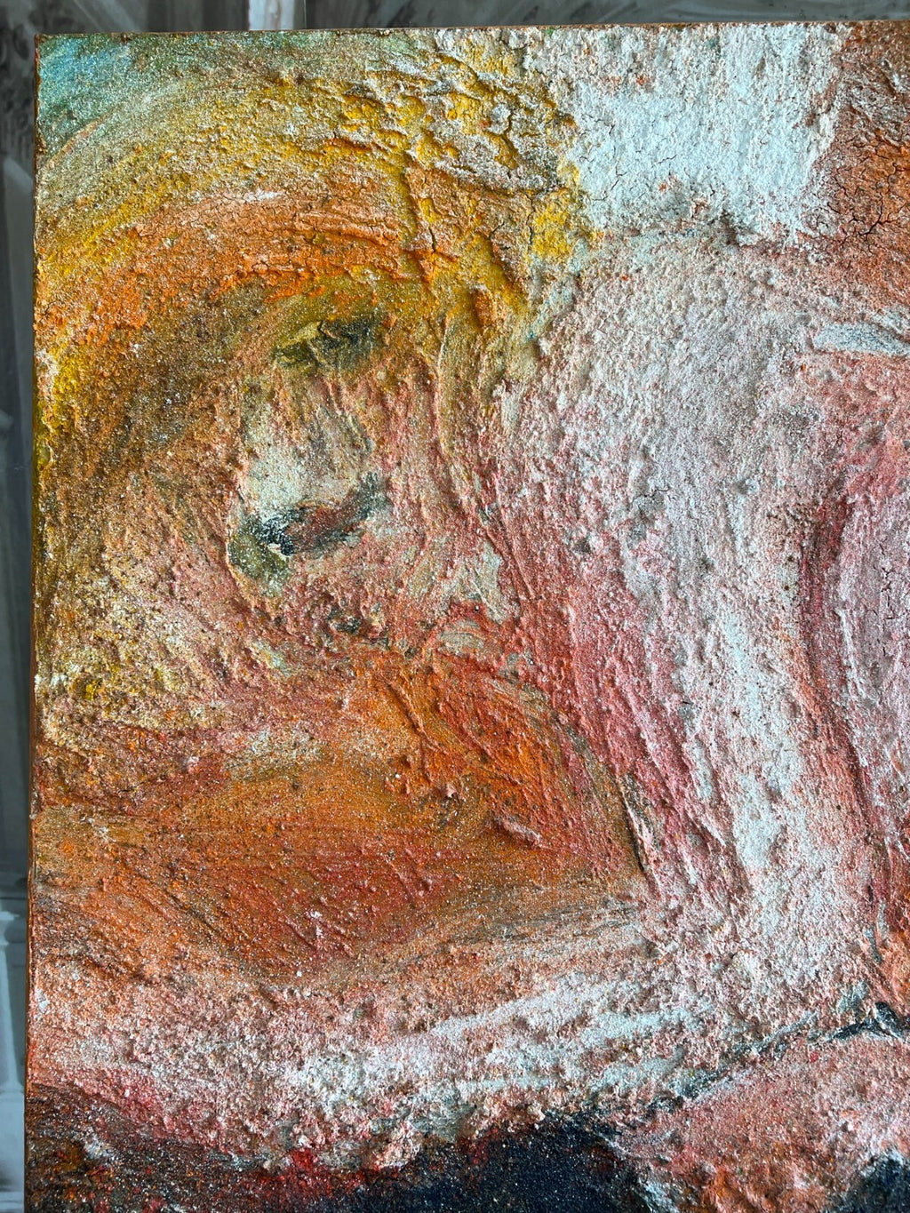 Acrylgemälde Akt Erotik "dicke in Orange" Gabriele Stieghorst (1953) 120x100cm