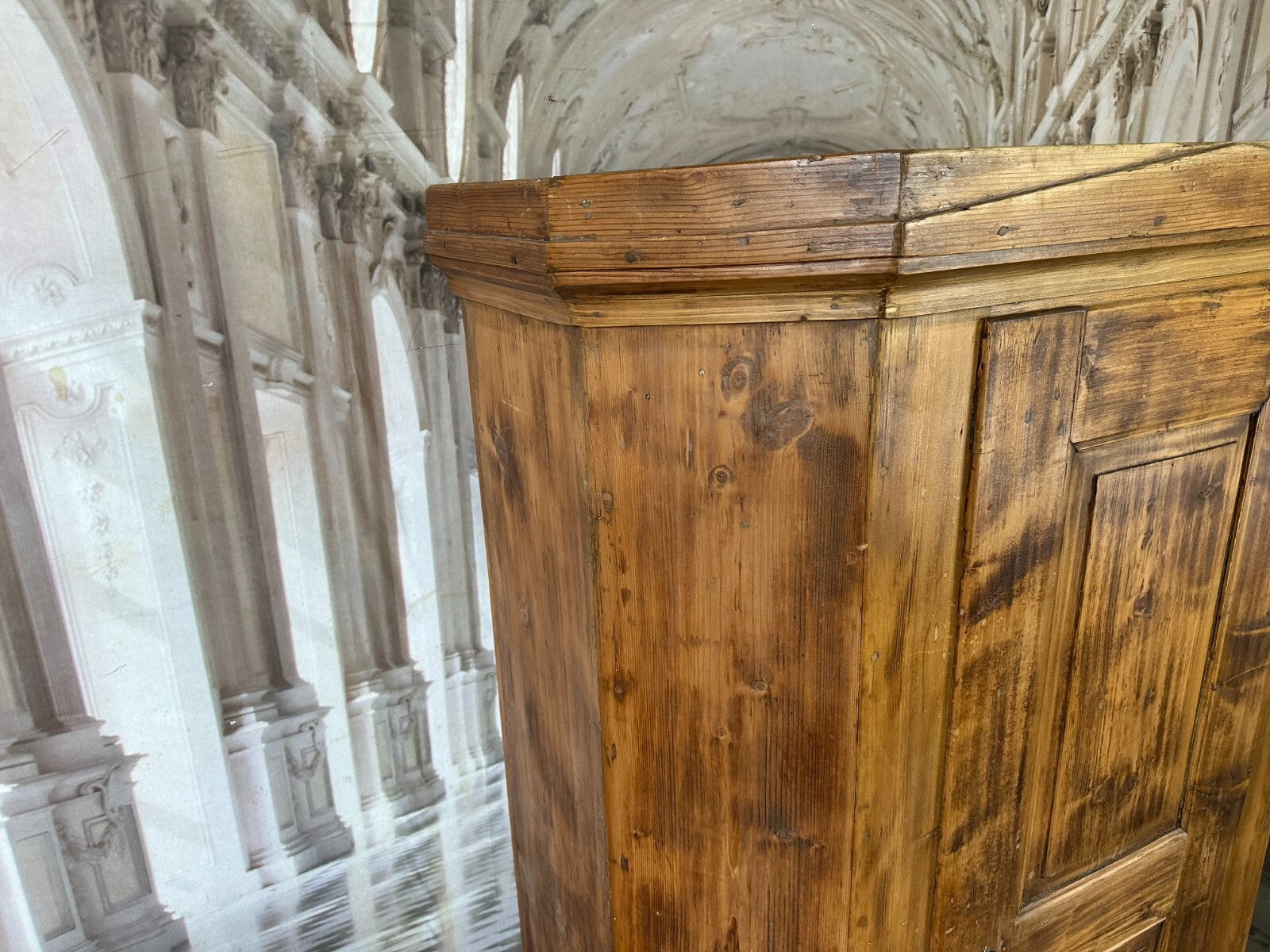 Antiker Bauernschrank Schrank 19 tes Jhdt Holz massiv Abgefasst Kleiderschrank