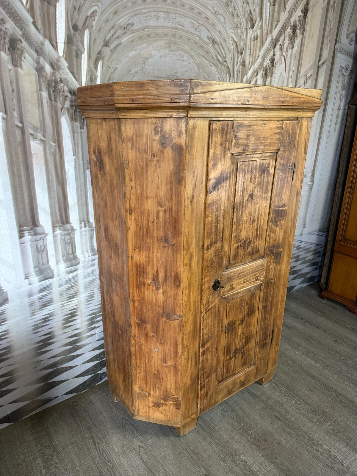 Antiker Bauernschrank Schrank 19 tes Jhdt Holz massiv Abgefasst Kleiderschrank