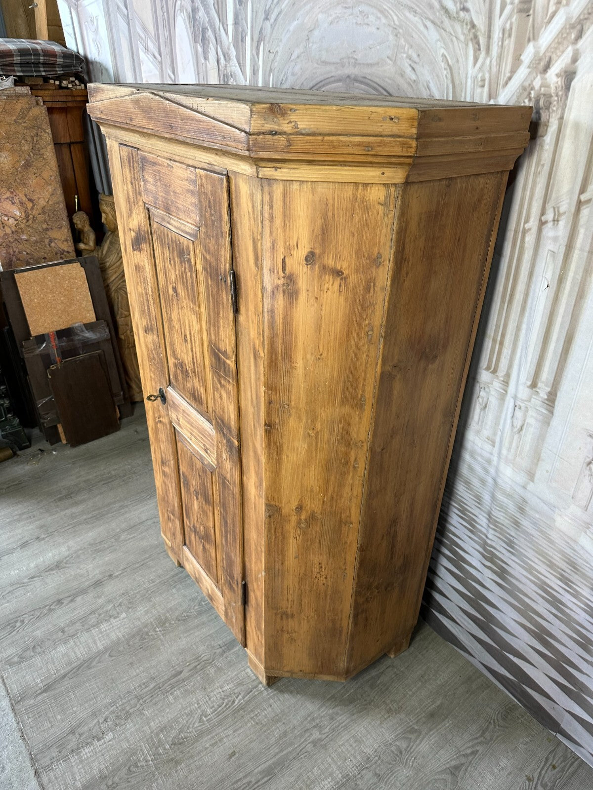 Antiker Bauernschrank Schrank 19 tes Jhdt Holz massiv Abgefasst Kleiderschrank