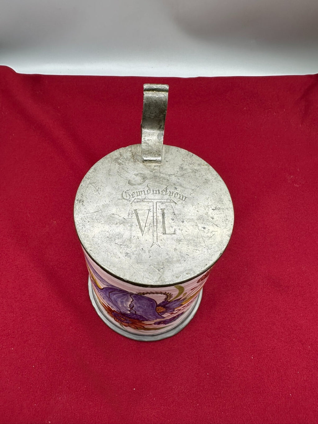 Antiker Humpen Krug Barockkrug Keramik handbemalt 19 tes Jhdt