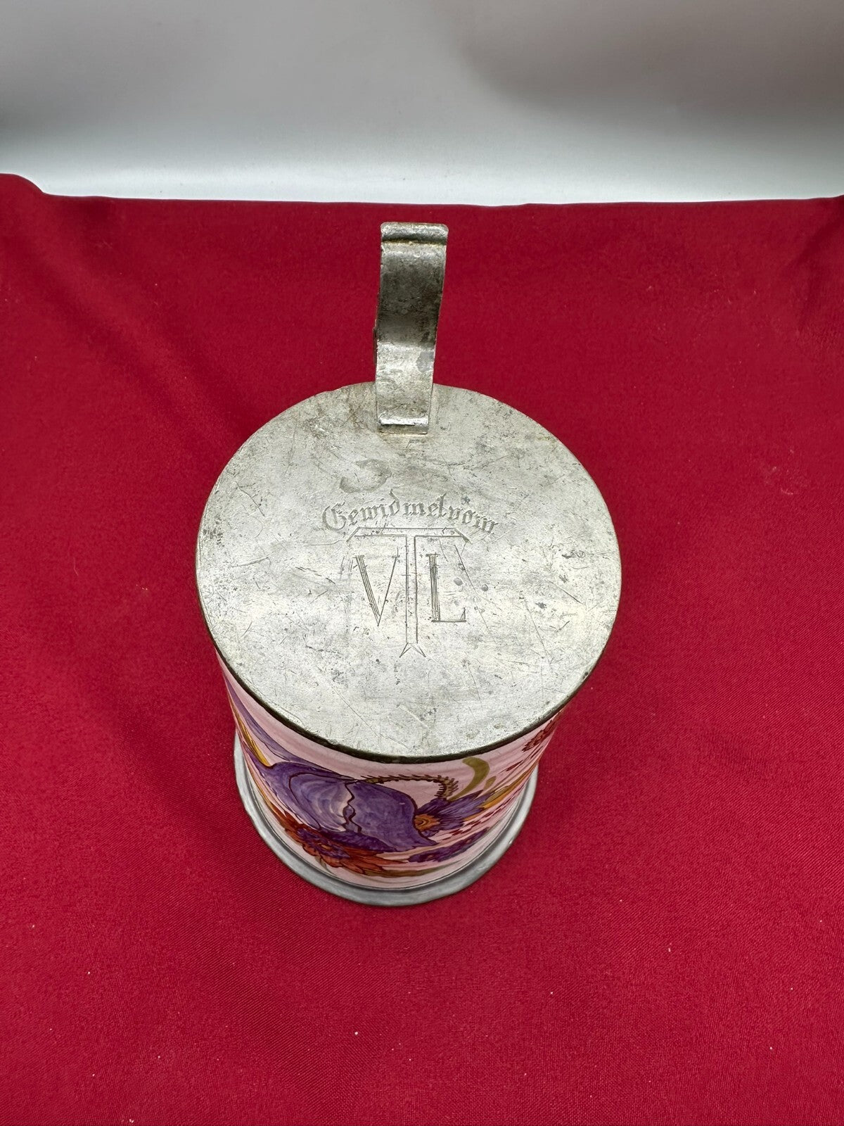 Antiker Humpen Krug Barockkrug Keramik handbemalt 19 tes Jhdt
