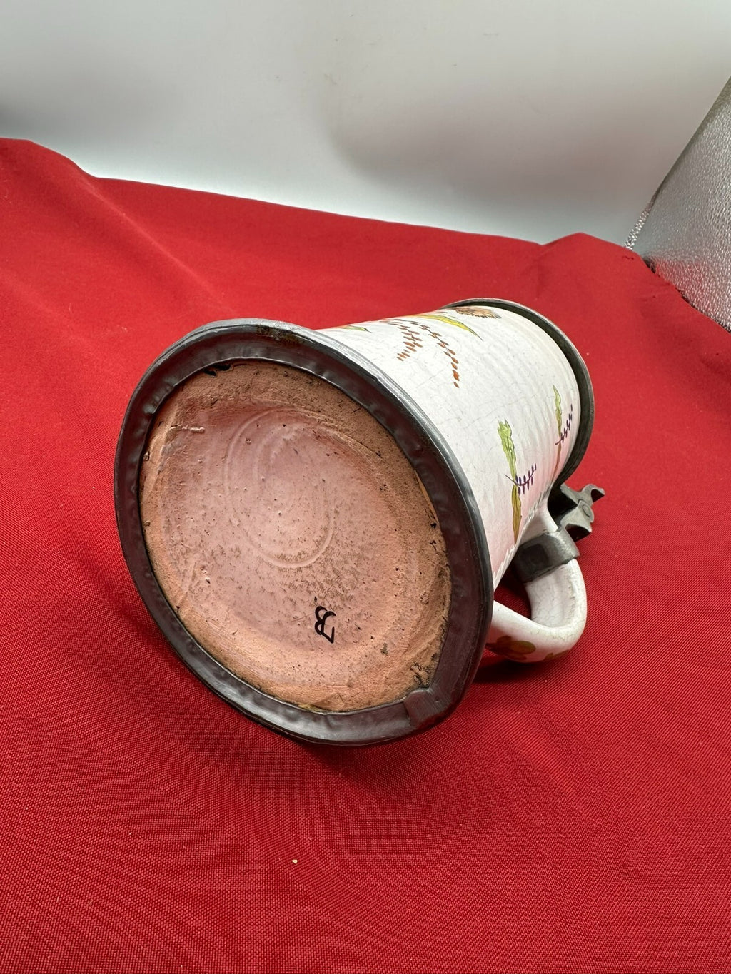 Antiker Humpen Krug Barockkrug Keramik handbemalt 19 tes Jhdt