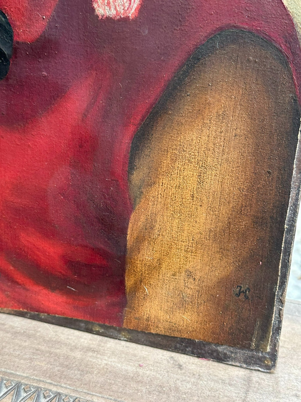 Antikes Biedermeier Ölgemälde Portrait Mann mit Schlafmütze Monogrammist