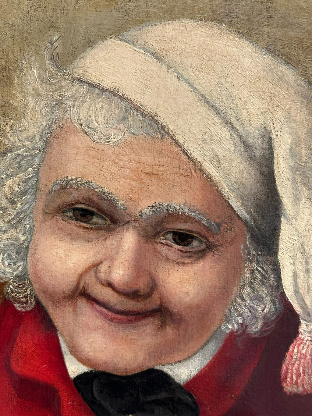 Antikes Biedermeier Ölgemälde Portrait Mann mit Schlafmütze Monogrammist
