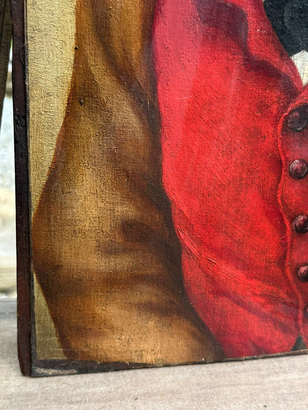 Antikes Biedermeier Ölgemälde Portrait Mann mit Schlafmütze Monogrammist