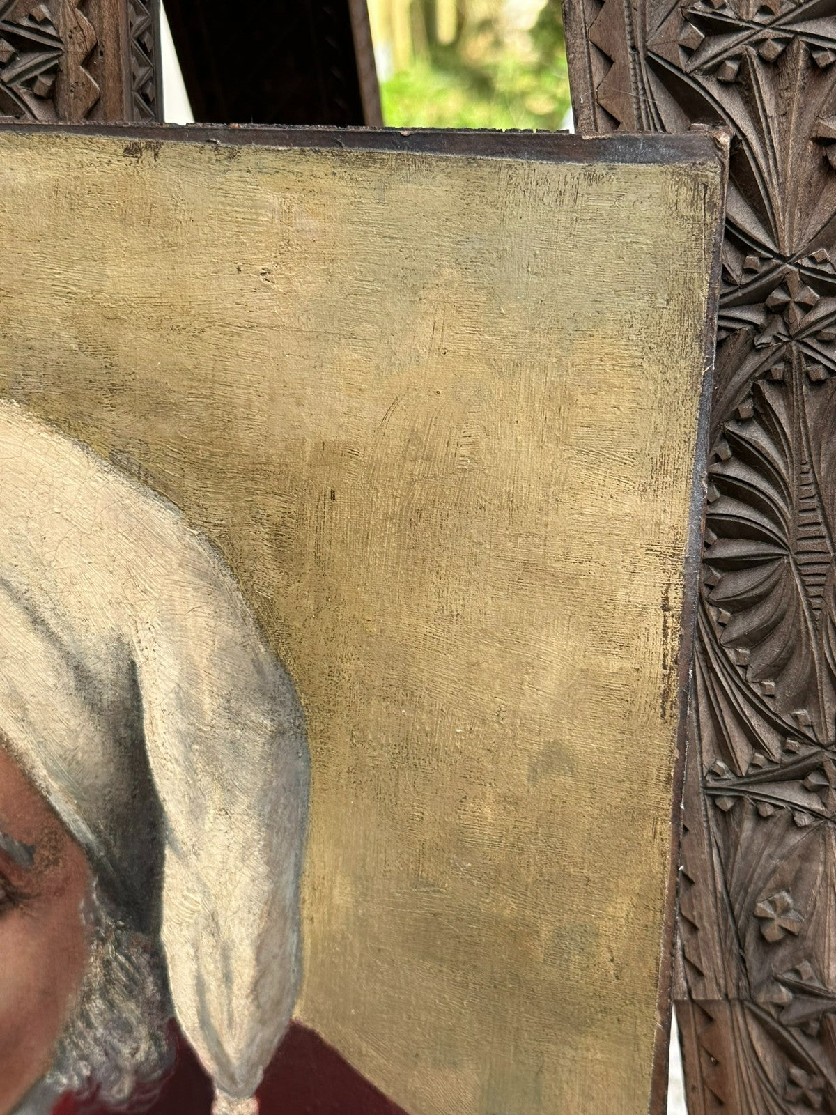 Antikes Biedermeier Ölgemälde Portrait Mann mit Schlafmütze Monogrammist
