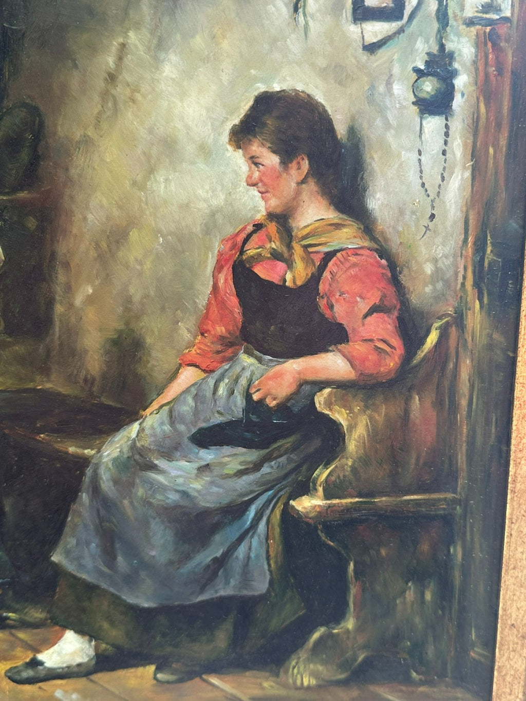 Ölgemälde massiv gerahmt signiert Gröhner Personen im Wirtshaus