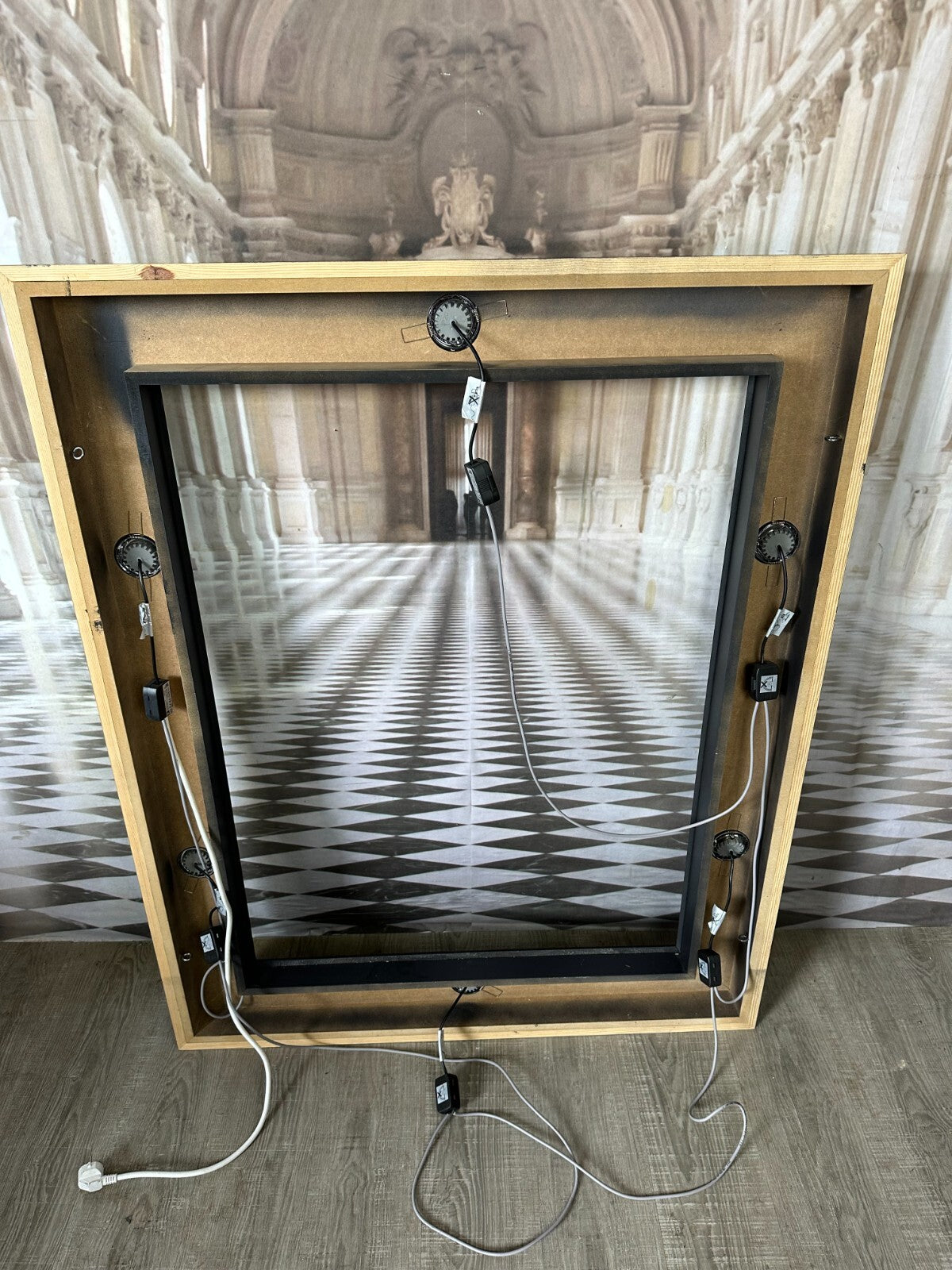 Moderner Rahmen Wandpaneel Holz mit Lichtspots 104x131cm
