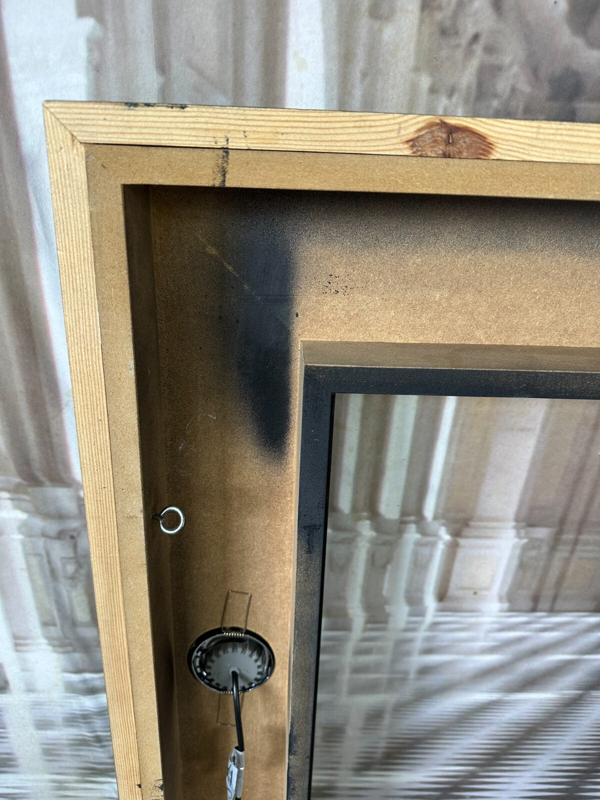 Moderner Rahmen Wandpaneel Holz mit Lichtspots 104x131cm
