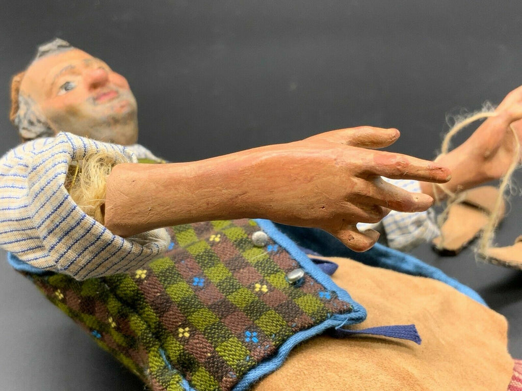 Neapolitanische Krippenfigur Bauer Glasaugen 30cm