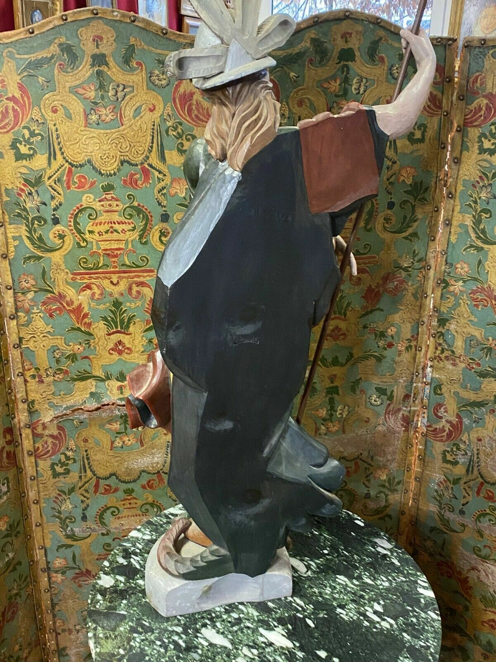 Heiligenfigur Heiliger Georg Drachentöter Skulptur Holz massiv Polychrom