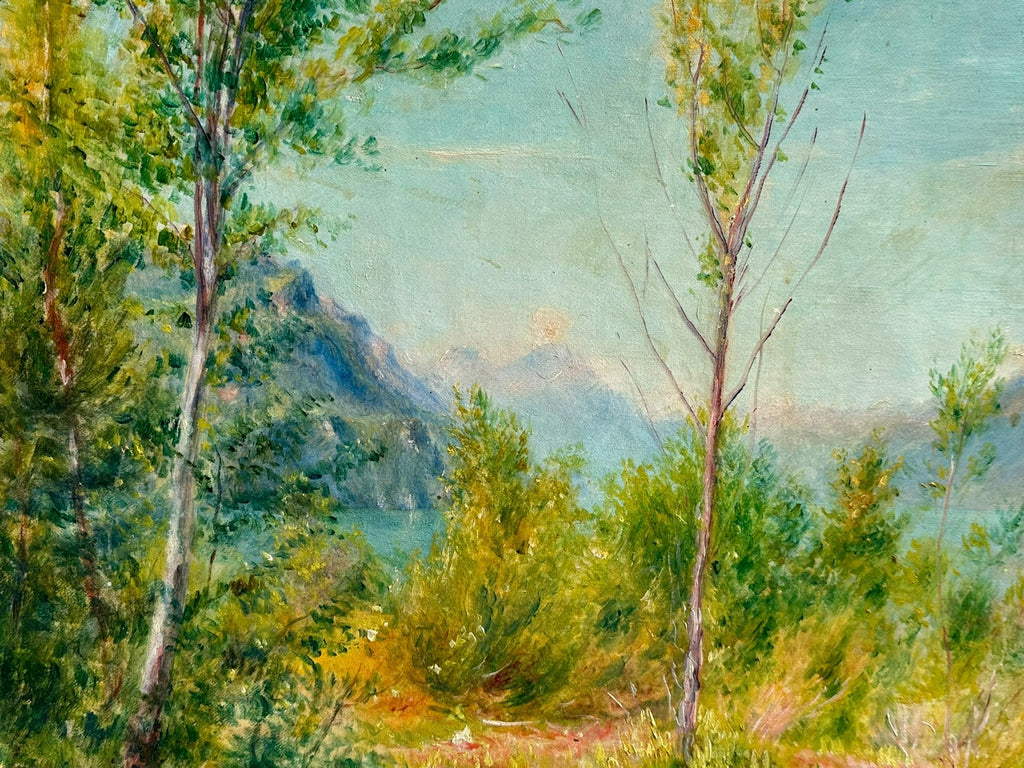 Rudolf Dreher (1886-1948) Ölgemälde Sommertag an einem Bergsee Landschaft