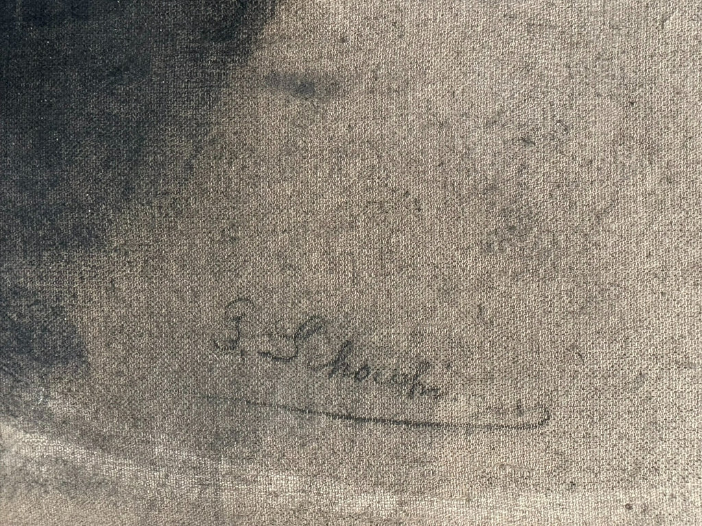 Kohle und Kreide Zeichnung signiert G. Schachinger Portrait eines Mannes