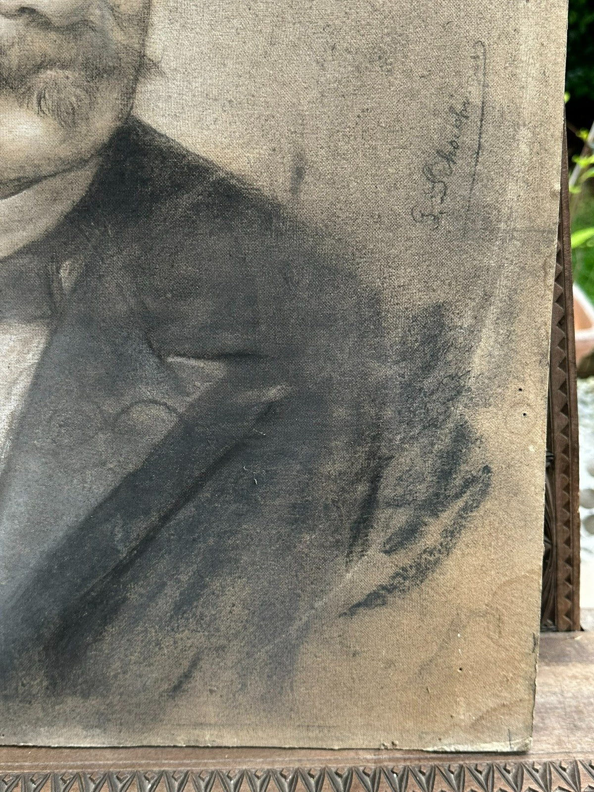 Kohle und Kreide Zeichnung signiert G. Schachinger Portrait eines Mannes