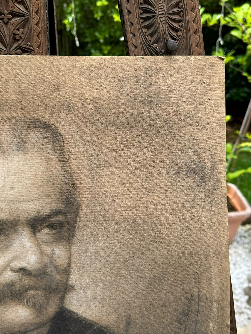 Kohle und Kreide Zeichnung signiert G. Schachinger Portrait eines Mannes
