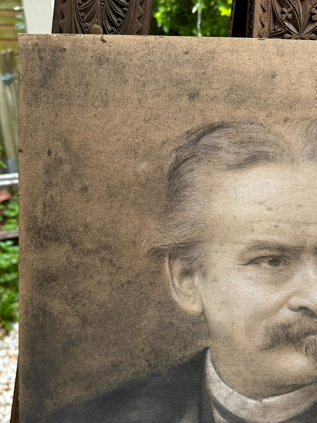 Kohle und Kreide Zeichnung signiert G. Schachinger Portrait eines Mannes