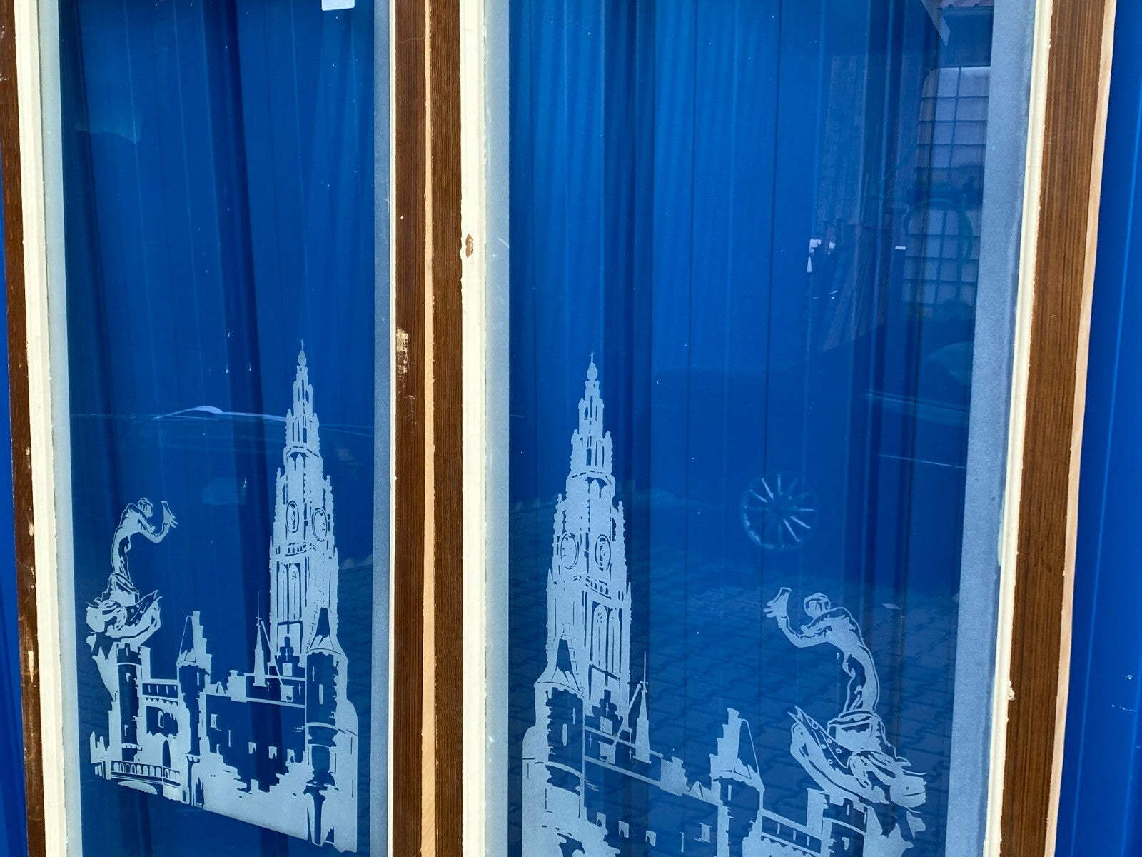 2x antike Glasscheibe Fenster original um 1910 Jugendstil Paar Scheiben aus Glas