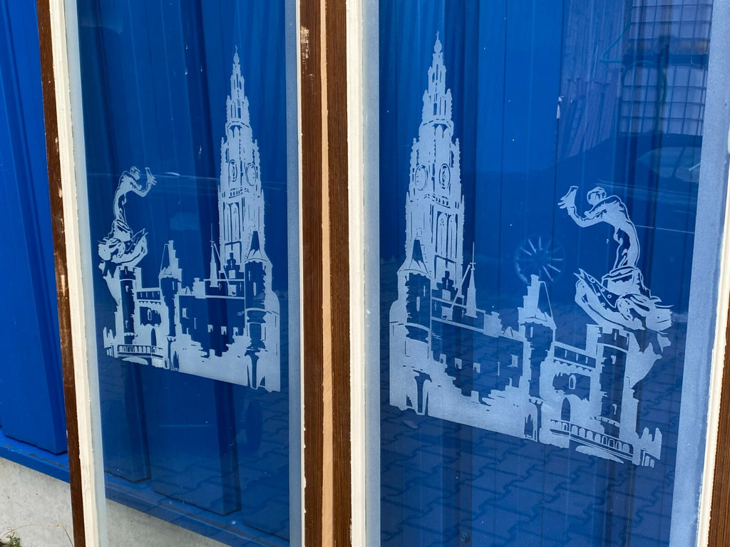 2x antike Glasscheibe Fenster original um 1910 Jugendstil Paar Scheiben aus Glas