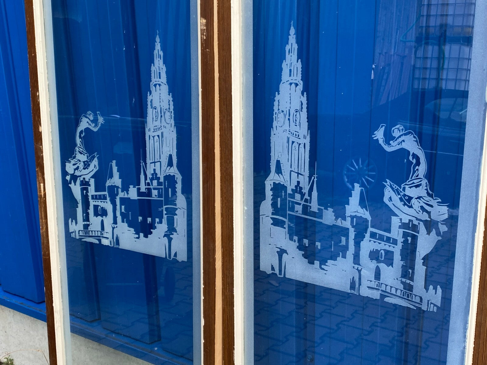 2x antike Glasscheibe Fenster original um 1910 Jugendstil Paar Scheiben aus Glas