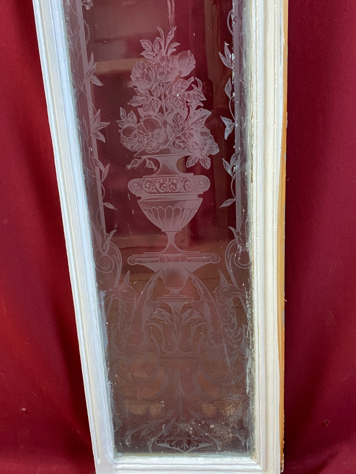 Antike Glasscheibe Historismus / Jugendstil um 1890 Fenster 25x96cm