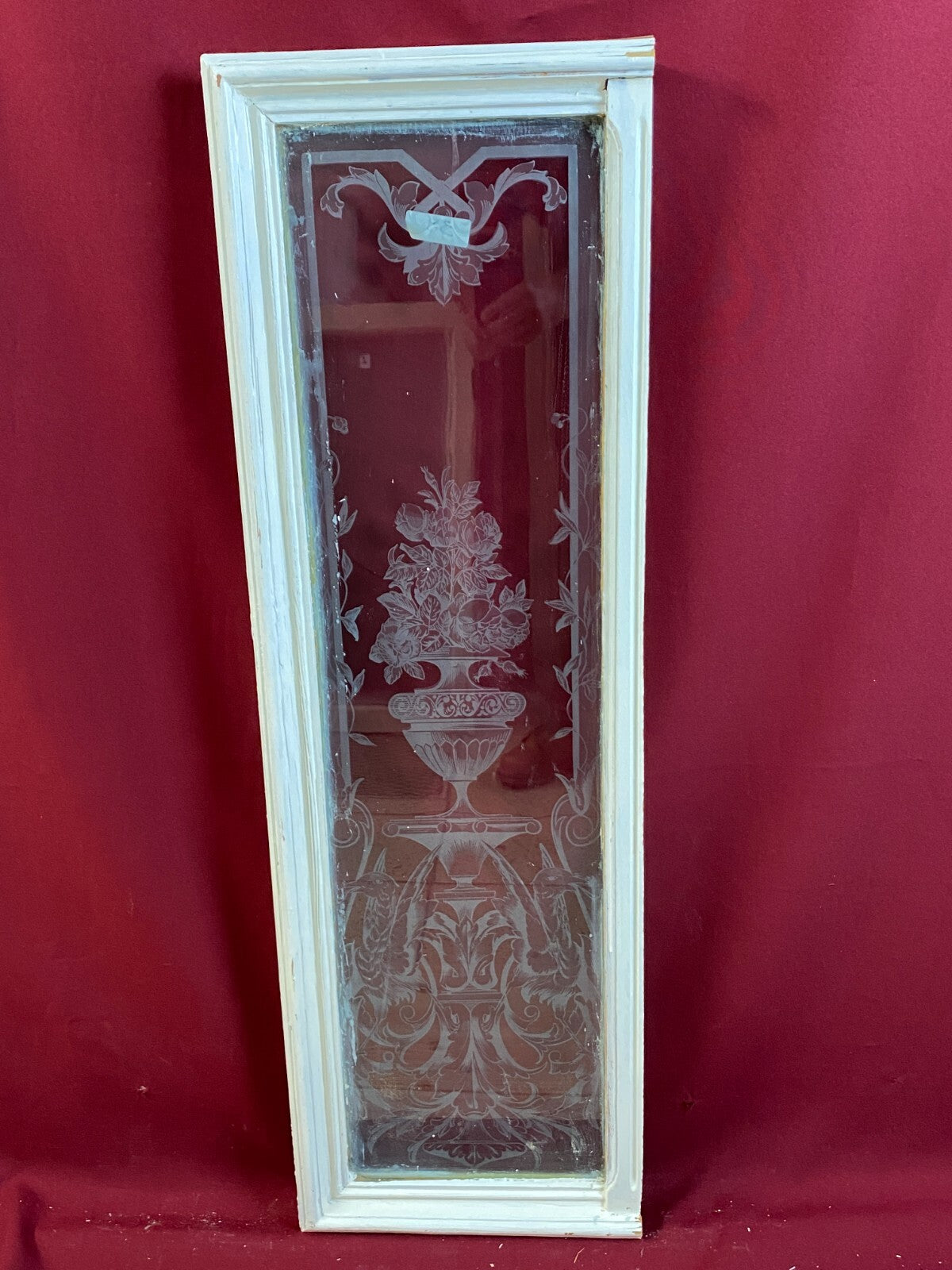 Antike Glasscheibe Historismus / Jugendstil um 1890 Fenster 25x96cm