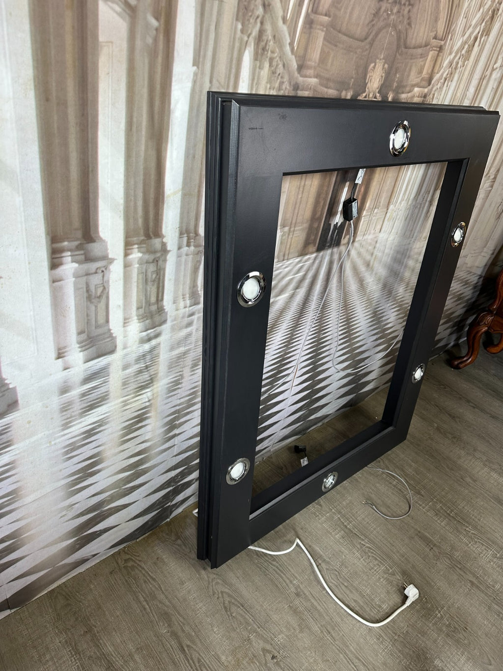 Moderner Rahmen Wandpaneel Holz mit Lichtspots 104x131cm