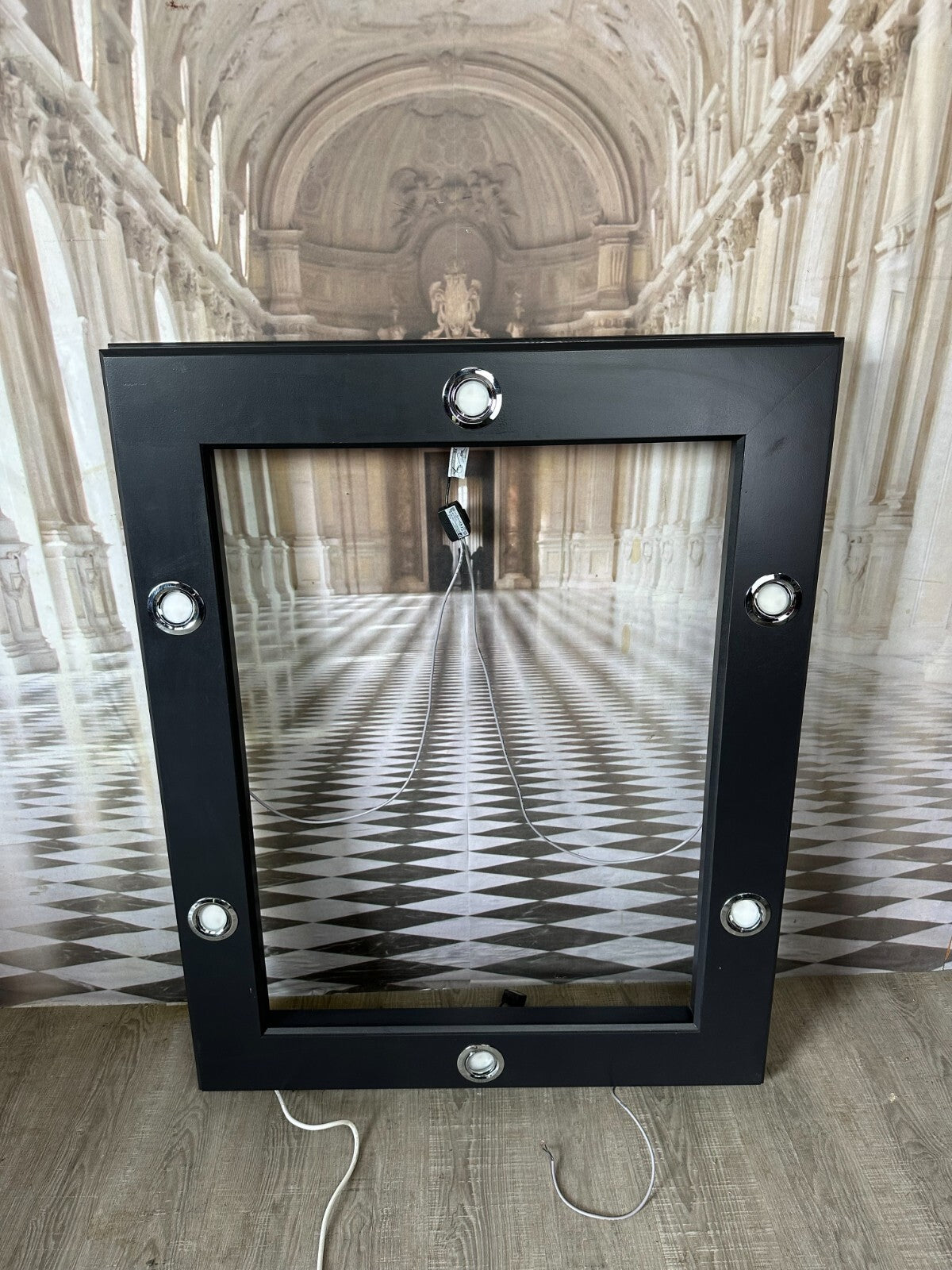 MODERNER RAHMEN WANDPANEEL HOLZ MIT LICHTSPOTS 104x131cm
