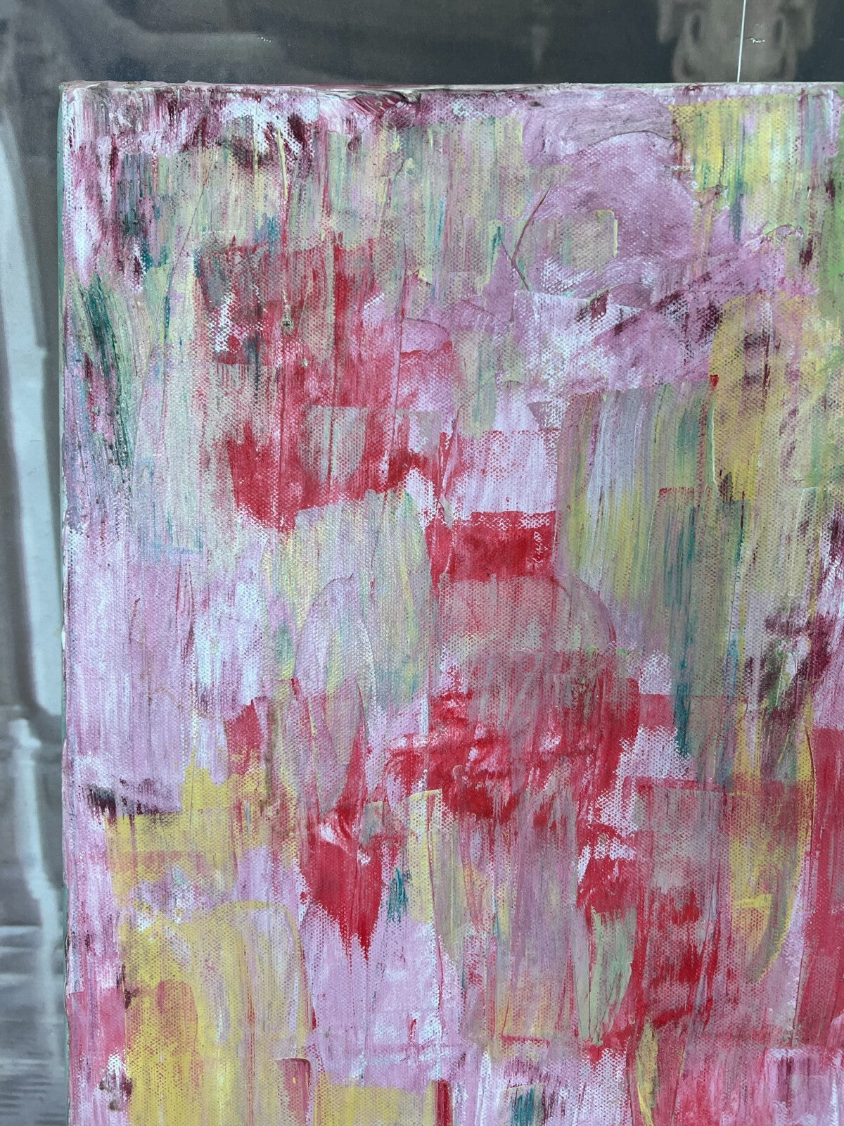 Modernes Ölgemälde auf Leinwand signiert Abstrakte Blumen Wiese 50x70cm