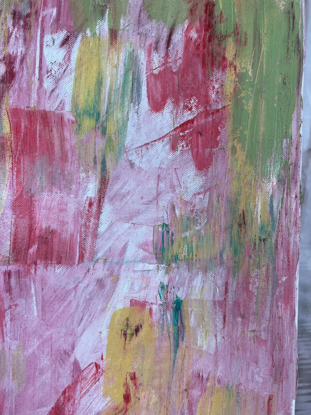 Modernes Ölgemälde auf Leinwand signiert Abstrakte Blumen Wiese 50x70cm