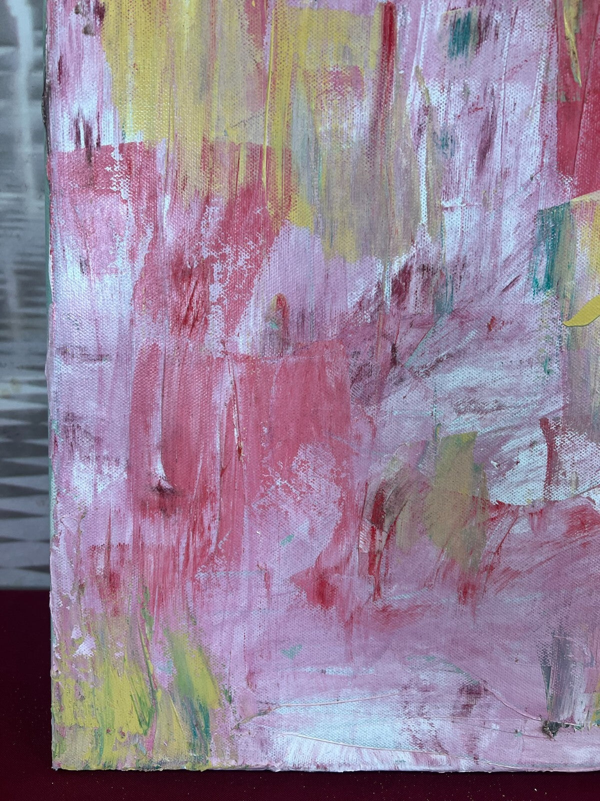 Modernes Ölgemälde auf Leinwand signiert Abstrakte Blumen Wiese 50x70cm
