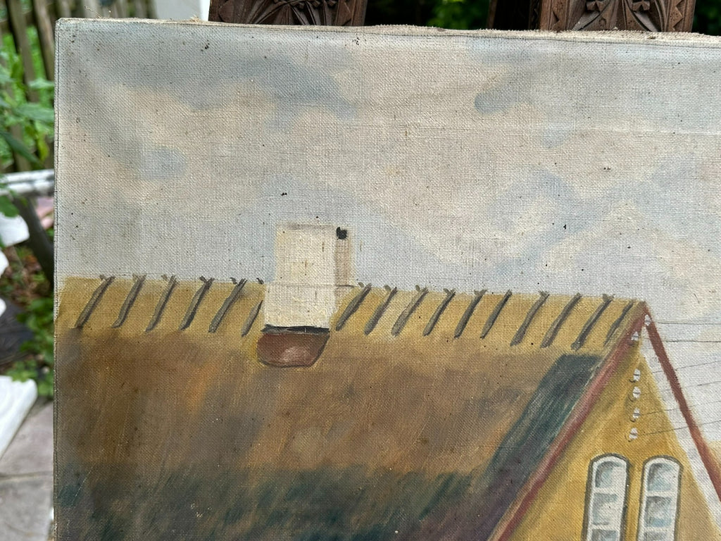 Antikes Ölgemälde von 1938 signiert o R Hansen Bauernhof