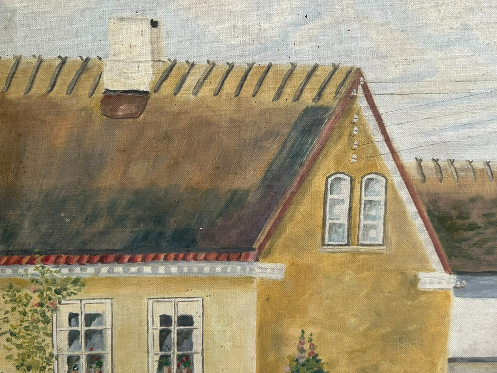 Antikes Ölgemälde von 1938 signiert o R Hansen Bauernhof