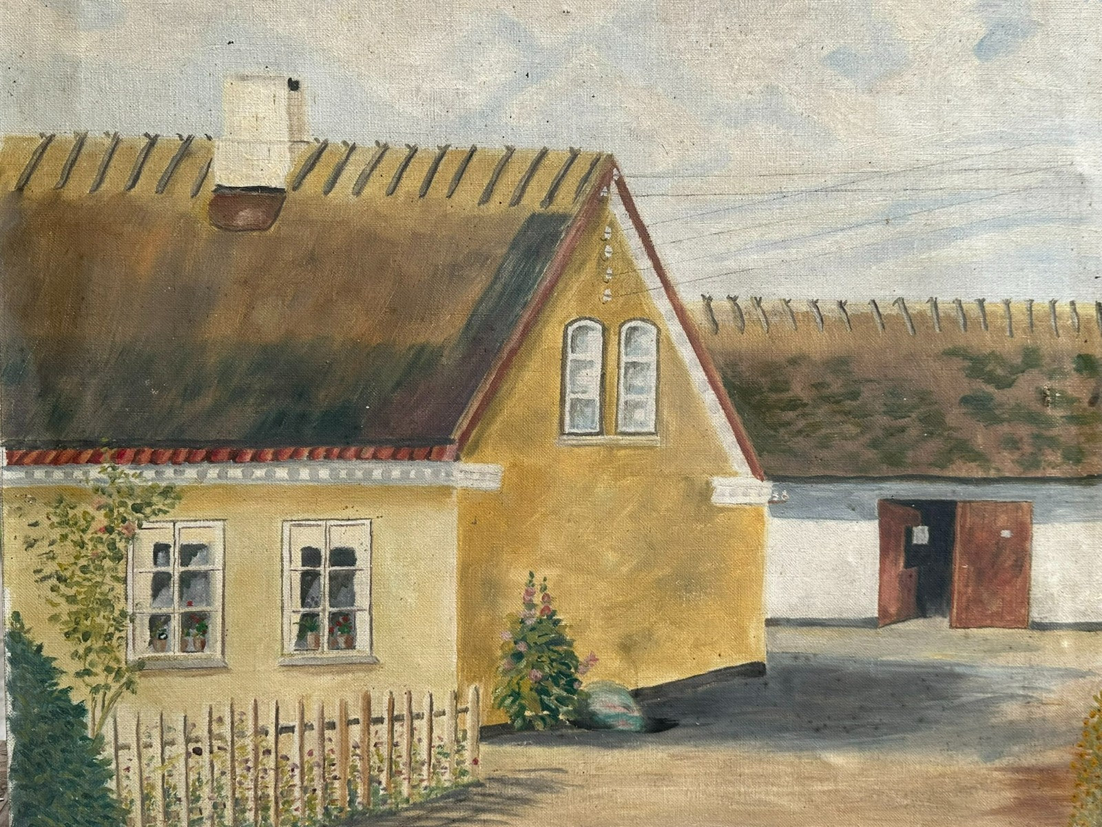 ANTIKES ÖLGEMÄLDE VON 1938 SIGNIERT O R HANSEN BAUERNHOF