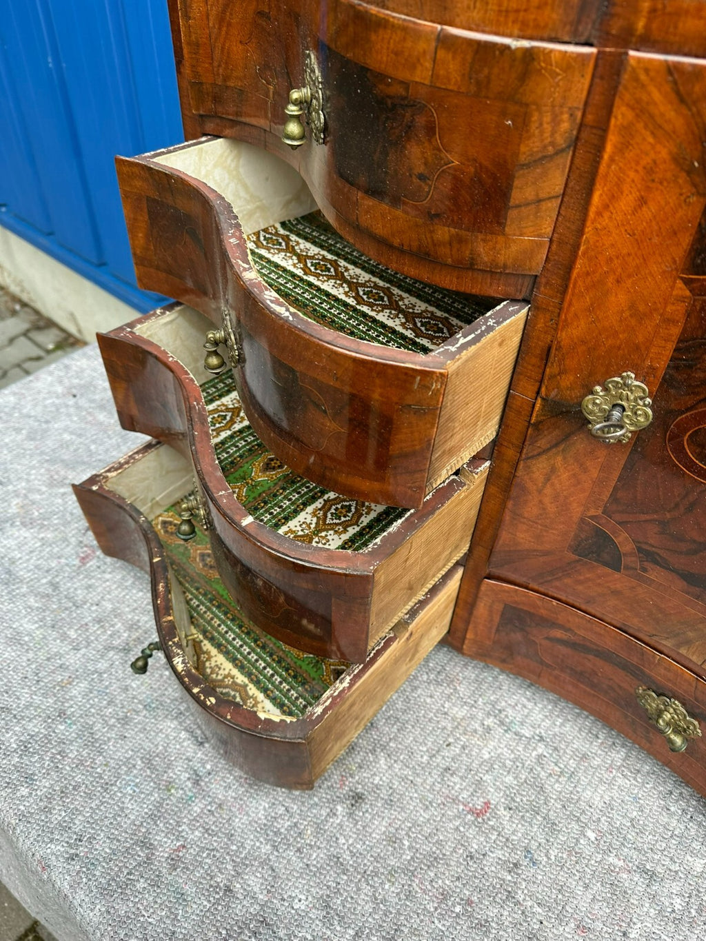 Antiker Barocksekretär Barock Aufsatzsekretär 18 tes Jhdt Intarsien Nussbaum