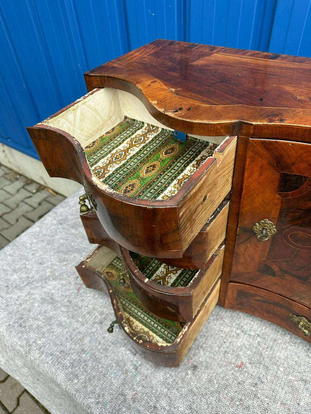 Antiker Barocksekretär Barock Aufsatzsekretär 18 tes Jhdt Intarsien Nussbaum