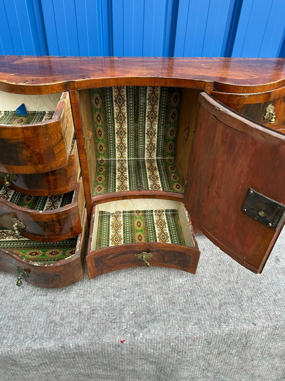 Antiker Barocksekretär Barock Aufsatzsekretär 18 tes Jhdt Intarsien Nussbaum