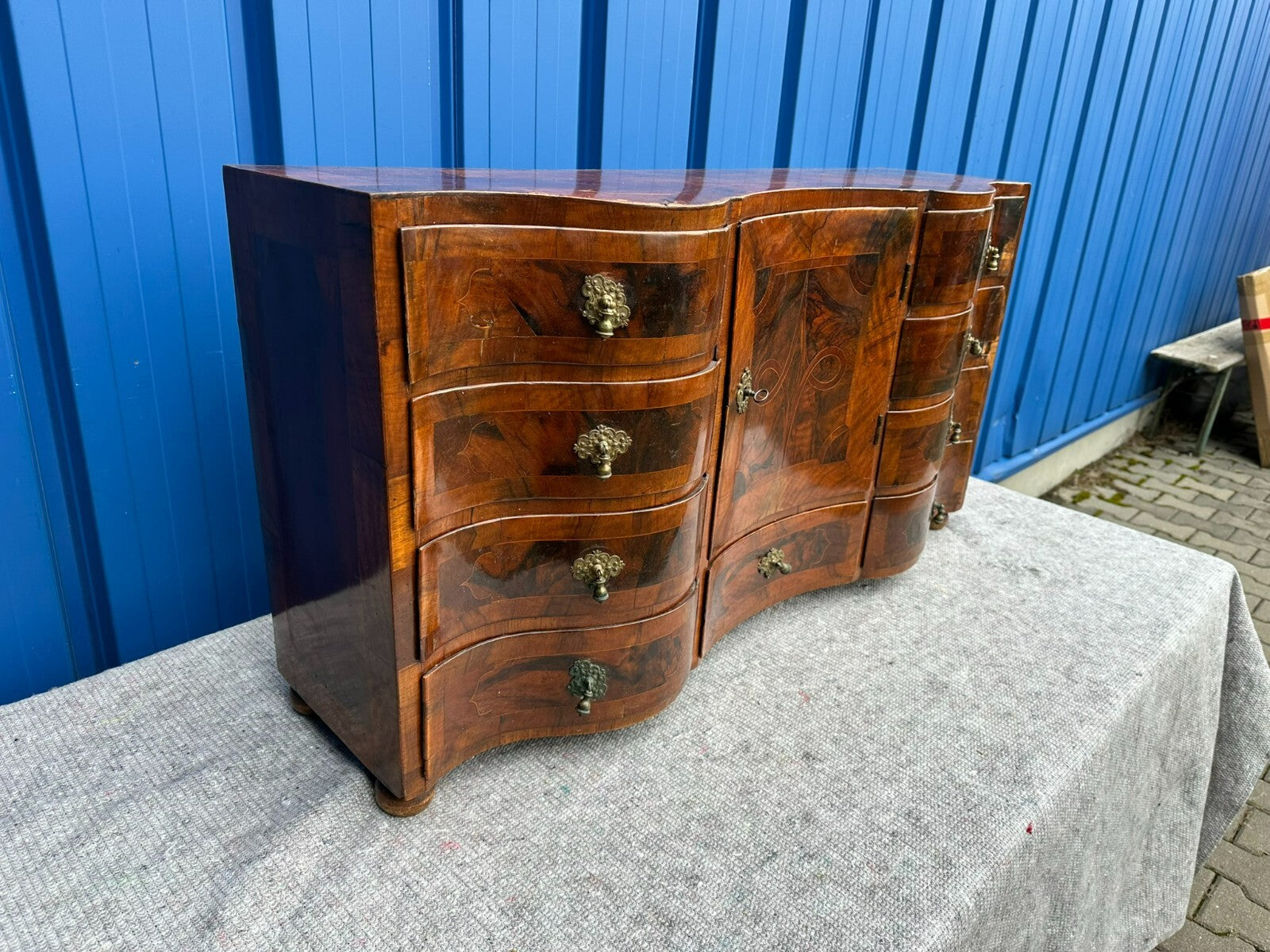 Antiker Barocksekretär Barock Aufsatzsekretär 18 tes Jhdt Intarsien Nussbaum