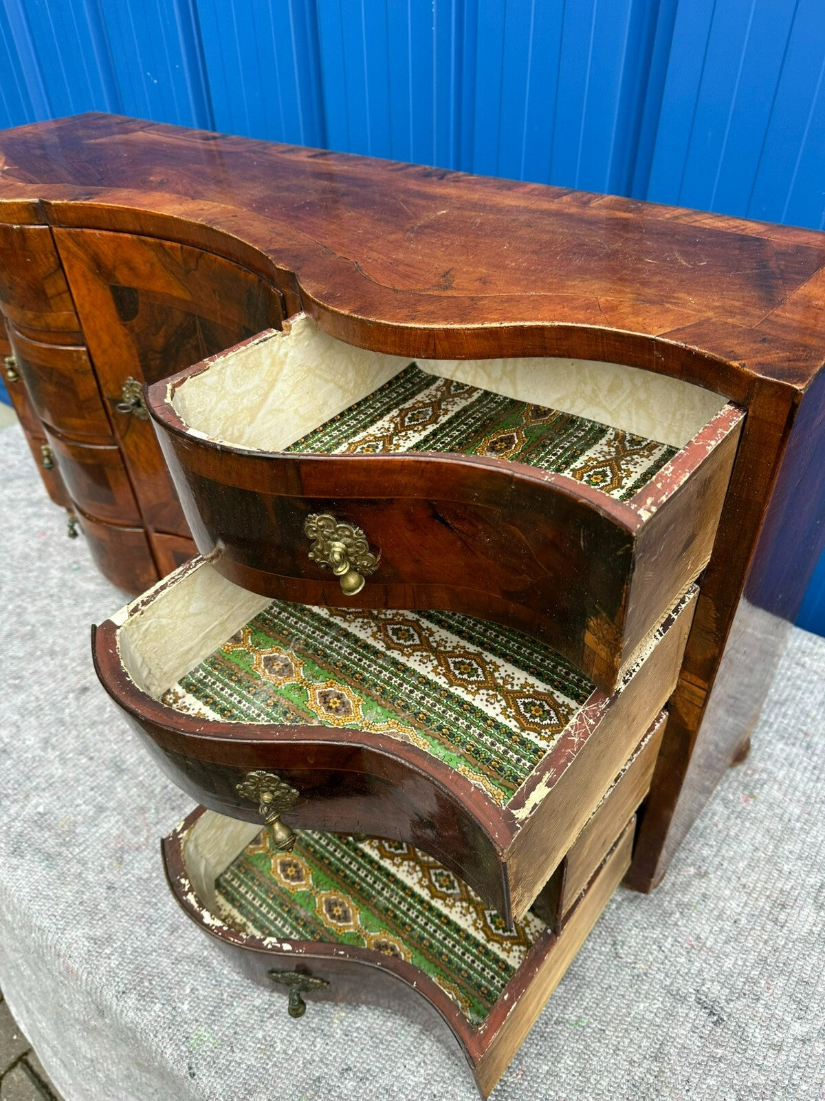 Antiker Barocksekretär Barock Aufsatzsekretär 18 tes Jhdt Intarsien Nussbaum