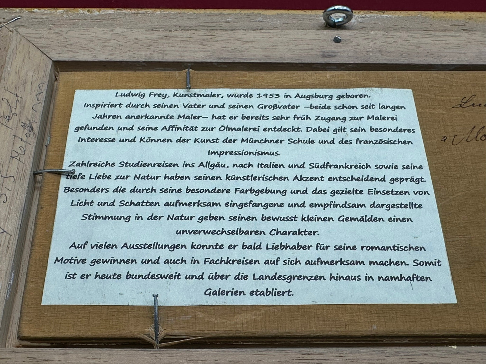 Ölgemälde auf Platte in Prunkrahmen Frau am Weiher Moor Landschaft Ludwig Frey