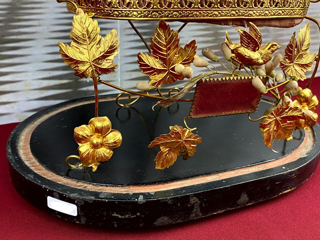 Globe De Mariee Hochzeit Andenken Frankreich Napoleon Iii Gold Vögel samt 48cm
