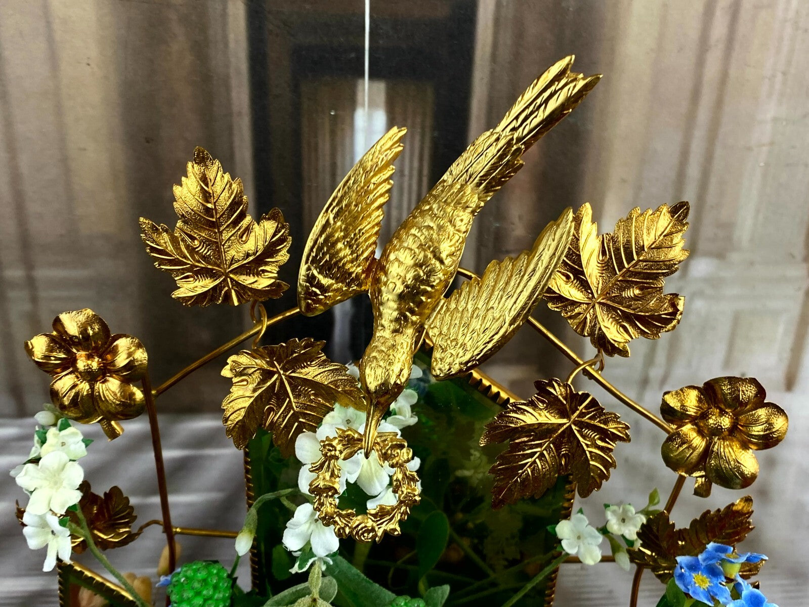 Globe De Mariee Hochzeit Andenken Frankreich Napoleon Iii Gold Vögel samt 48cm