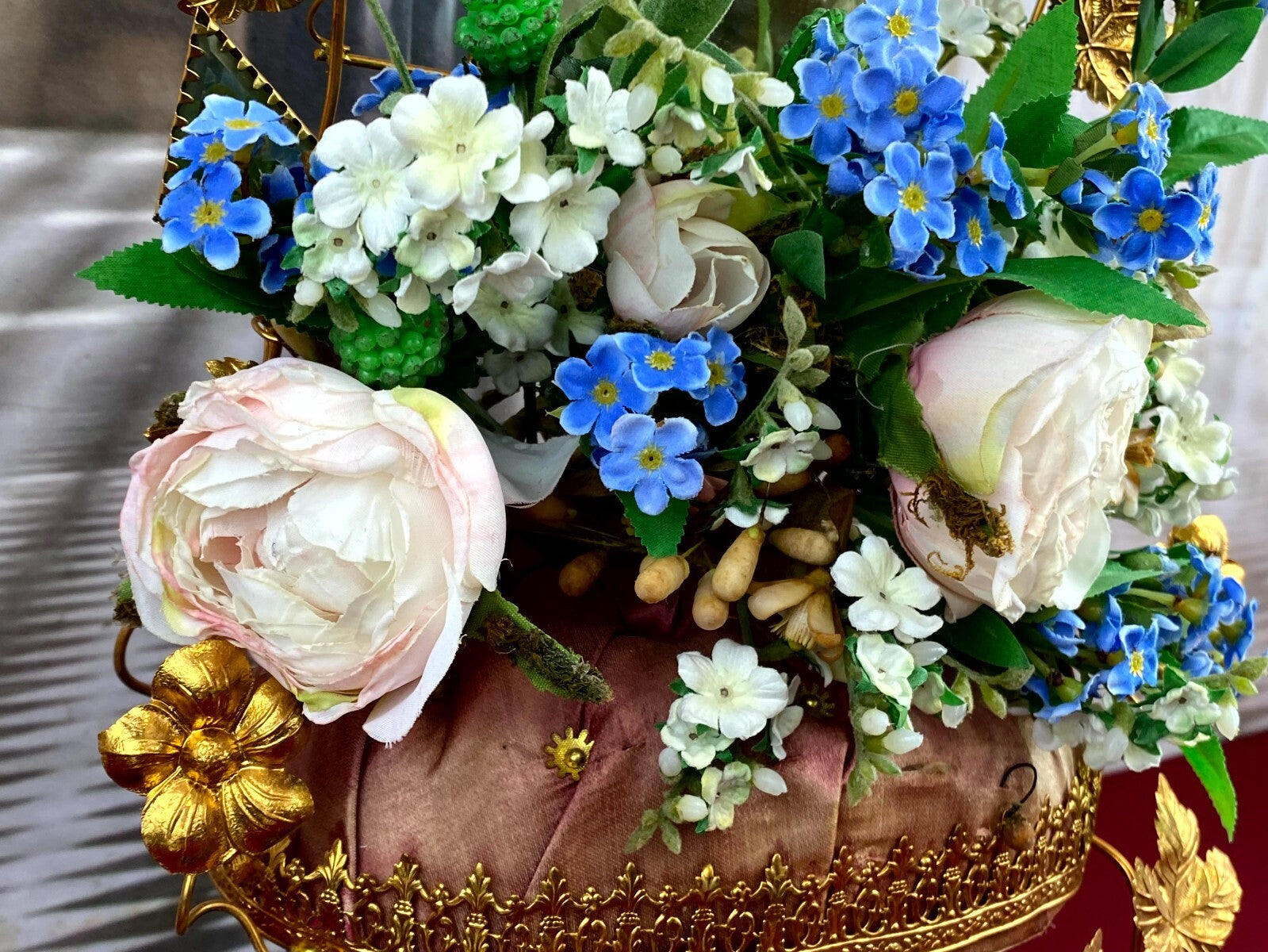 Globe De Mariee Hochzeit Andenken Frankreich Napoleon Iii Gold Vögel samt 48cm